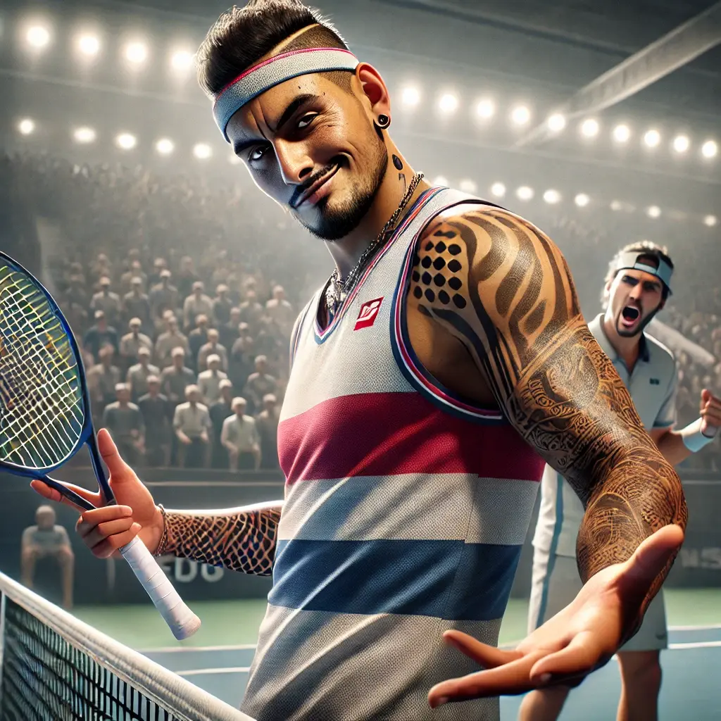 Nick Kyrgios nutzt Theatralik und Provokation als psychologische Tennistaktik Nick Kyrgios zeigt provokante Körpersprache während eines Tennismatches