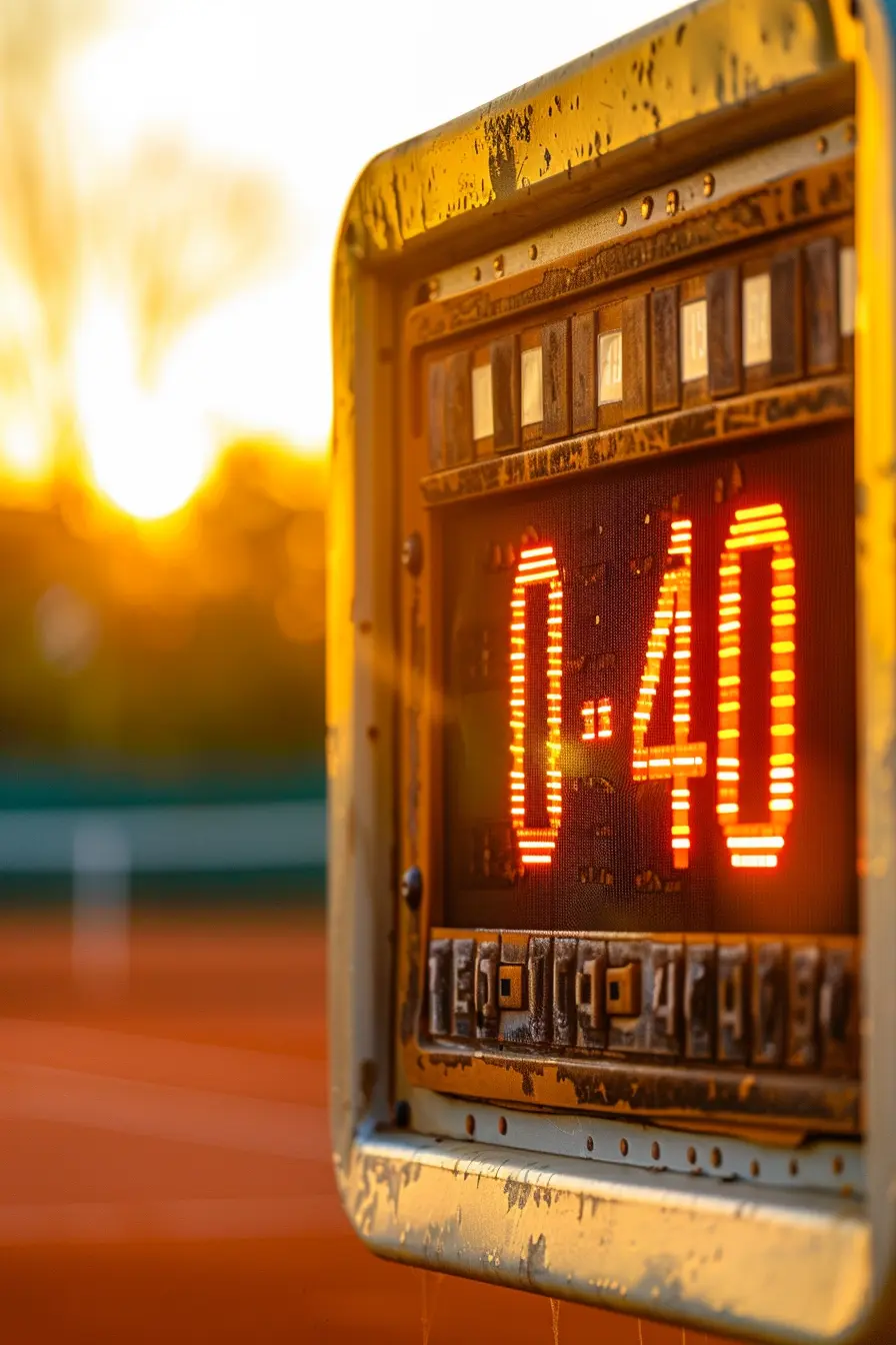 tennis score 0-40 on electronic scoreboard