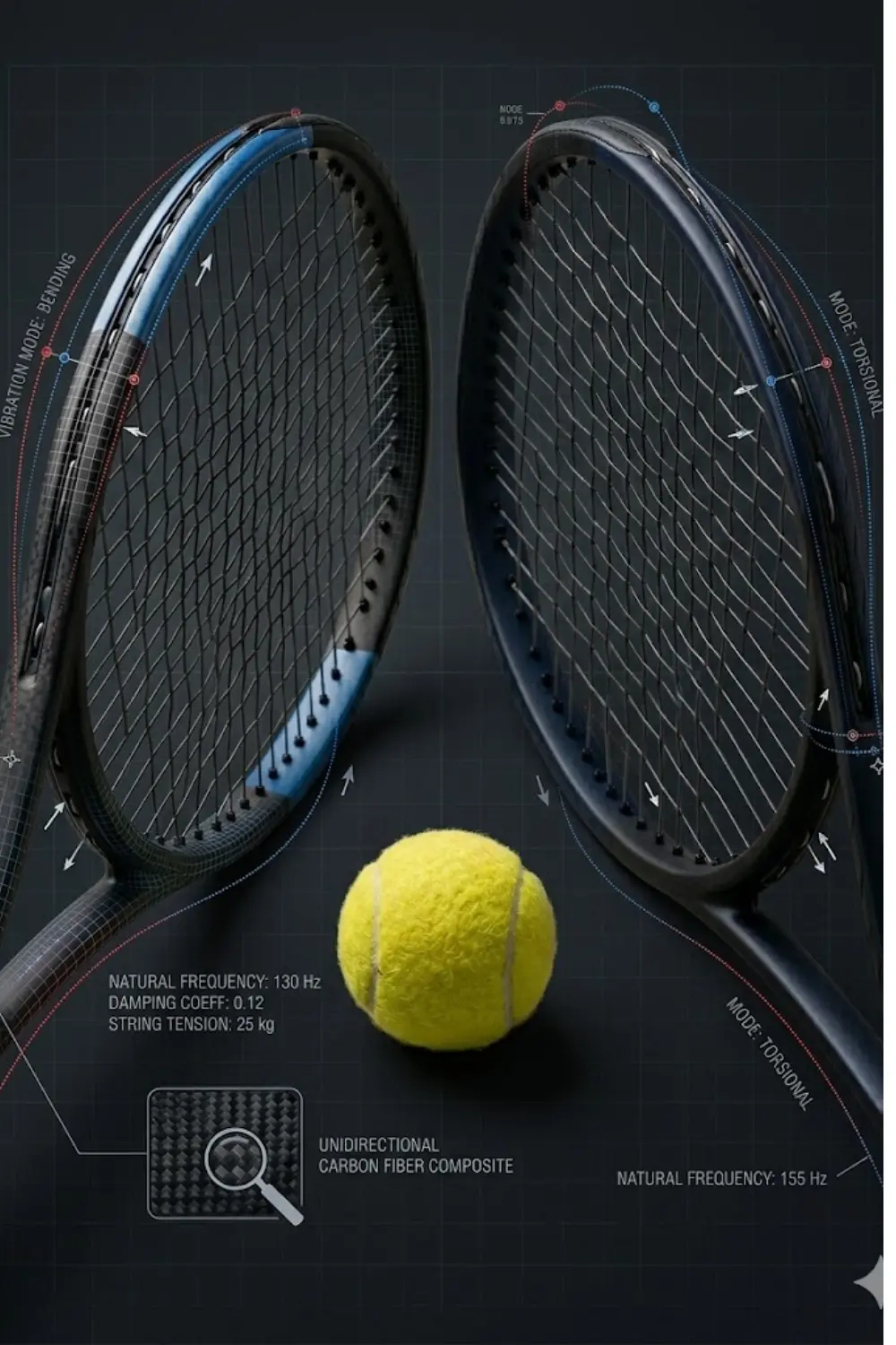 Deux raquettes de tennis aux caractéristiques similaires peuvent malgré tout se comporter différemment à l’impact
