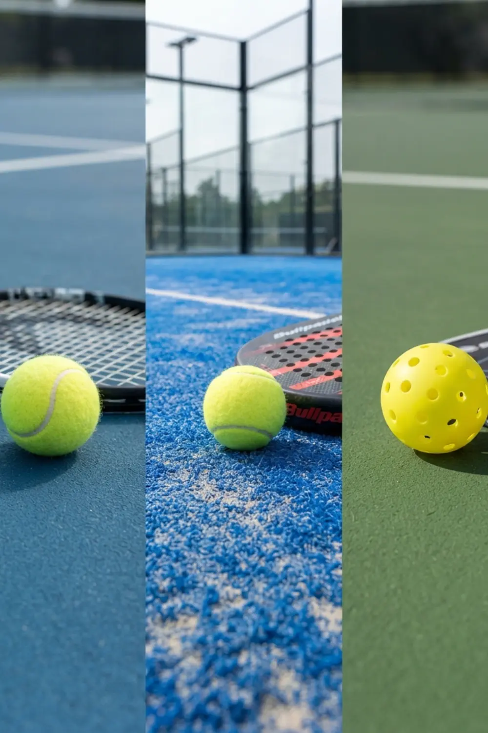 Surfaces de jeu : tennis, padel et pickleball Comparaison des balles, raquettes et surfaces de jeu du tennis, du padel et du pickleball