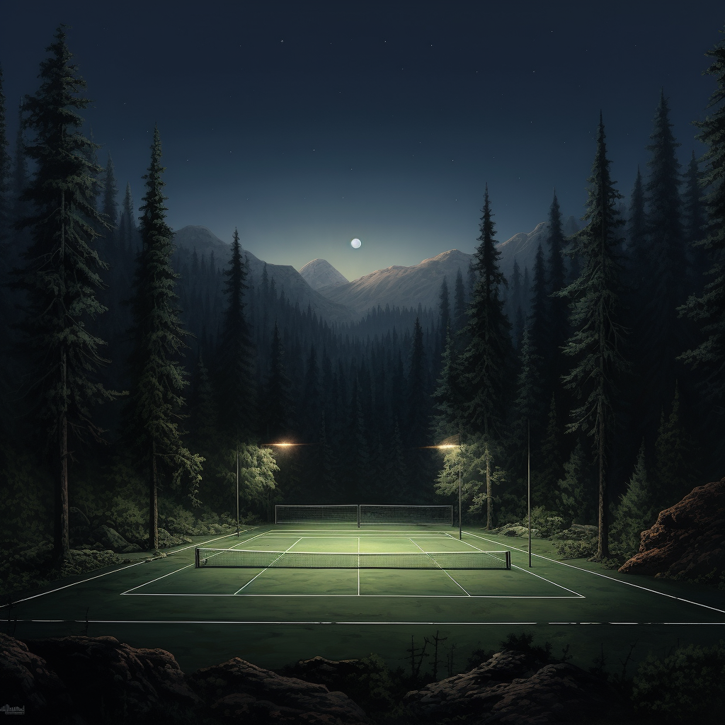 Tennis court in the forest